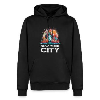 Bonne année avec feux d’artifice à New York - Sweat à capuche Premium bio Homme - noir - Devant - Nico (187cm)