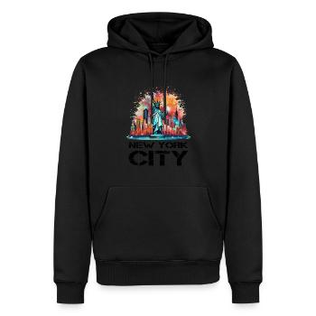 Bonne année avec feux d’artifice à New York - Sweat à capuche Premium bio Homme - noir - Devant - Nico (187cm)