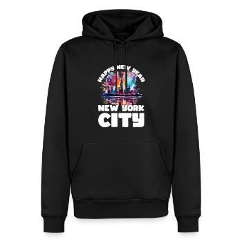 Happy New Year with fireworks in New York - Men’s Premium Organic Hoodie - black - Front - Nico (187cm)