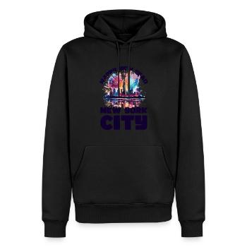 Bonne année avec feux d’artifice à New York - Sweat à capuche Premium bio Homme - noir - Devant - Nico (187cm)