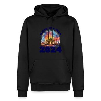 Bonne année avec des feux d’artifice à Berlin - Sweat à capuche Premium bio Homme - noir - Devant - Nico (187cm)