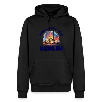Bonne année avec feux d’artifice à Berlin - Sweat à capuche Premium bio Homme - noir - Devant - Nico (187cm)