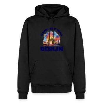 Bonne année avec des feux d’artifice à Berlin - Sweat à capuche Premium bio Homme - noir - Devant - Nico (187cm)