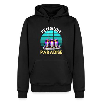Funny Colorful Penguin Group Paradise - Men’s Premium Organic Hoodie - black - Front - Nico (187cm)