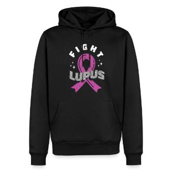 Lupus Krieger: Lila Bandsymbol - Männer Premium Bio Hoodie - Schwarz - Vorne - Nico (187cm)