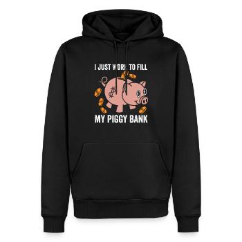A workhorse's dream: Filling the piggy bank - Men’s Premium Organic Hoodie - black - Front - Nico (187cm)