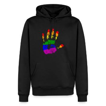 Rainbow Connection Embrace, Happy Pride - Männer Premium Bio Hoodie - Schwarz - Vorne - Nico (187cm)