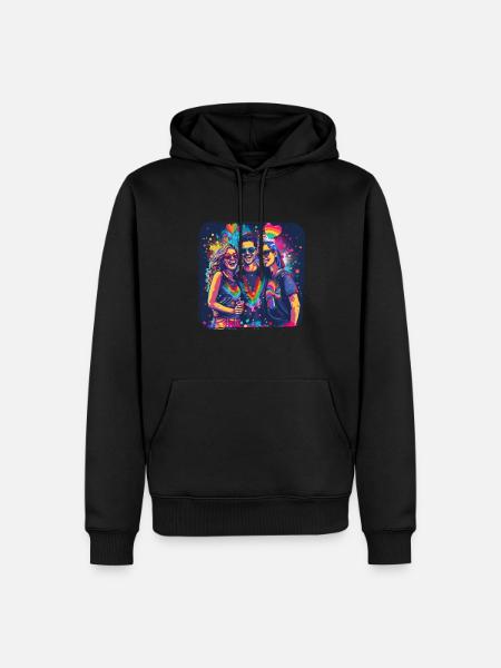 Rainbow Connection Étreinte, Joyeuse Fierté - Sweat à capuche Premium bio Homme - noir