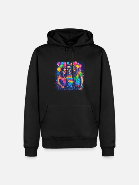 Rainbow Connection Embrace, Happy Pride - Men’s Premium Organic Hoodie - black