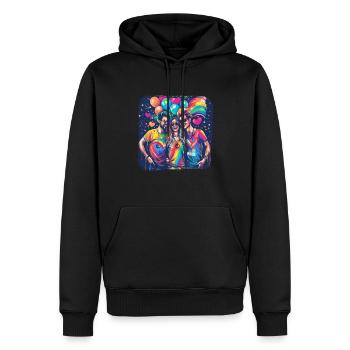 Rainbow Connection Embrace, Happy Pride - Männer Premium Bio Hoodie - Schwarz - Vorne - Nico (187cm)
