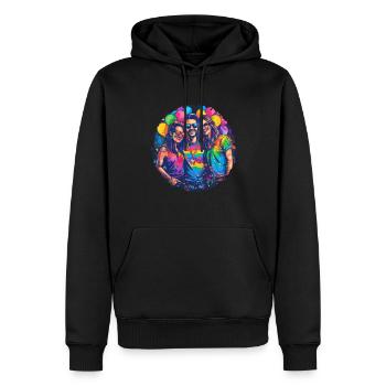 Rainbow Connection Embrace, Happy Pride - Männer Premium Bio Hoodie - Schwarz - Vorne - Nico (187cm)