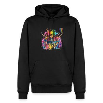 Rainbow Connection Embrace, Happy Pride - Männer Premium Bio Hoodie - Schwarz - Vorne - Nico (187cm)