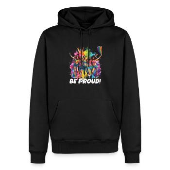 Rainbow Connection Embrace, Happy Pride - Männer Premium Bio Hoodie - Schwarz - Vorne - Nico (187cm)