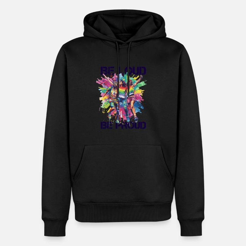 Rainbow Connection Étreinte, Joyeuse Fierté - Sweat à capuche Premium bio Homme - noir
