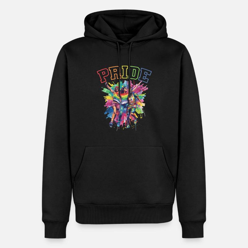 Rainbow Connection Embrace, Happy Pride - Männer Premium Bio Hoodie - Schwarz
