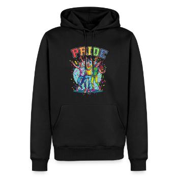 Rainbow Connection Embrace, Happy Pride - Männer Premium Bio Hoodie - Schwarz - Vorne - Nico (187cm)