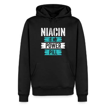 La niacine est ma pilule de pouvoir - Sweat à capuche Premium bio Homme - noir - Devant - Nico (187cm)