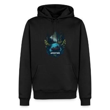 Jäger Bergsteiger Wanderer Abenteuer - Männer Premium Bio Hoodie - Schwarz - Vorne - Nico (187cm)