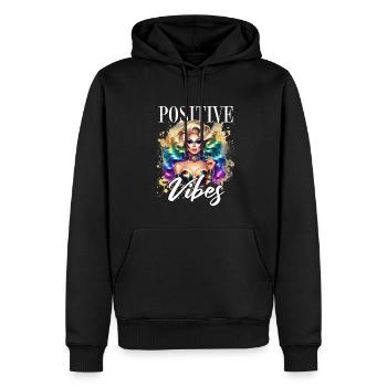 Positive Vibes LGBTQ+ Pride Artwork - Sweat à capuche Premium bio Homme - noir - Devant - Nico (187cm)