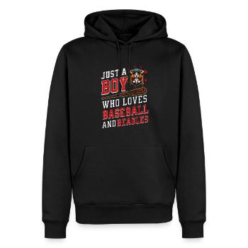 Juste un garçon qui aime le baseball et les beagles - Sweat à capuche Premium bio Homme - noir - Devant - Nico (187cm)