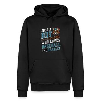 Juste un garçon qui aime le baseball et les beagles - Sweat à capuche Premium bio Homme - noir - Devant - Nico (187cm)