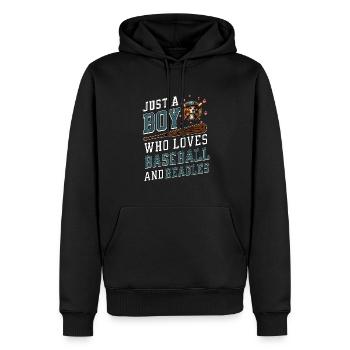 Juste un garçon qui aime le baseball et les beagles - Sweat à capuche Premium bio Homme - noir - Devant - Nico (187cm)