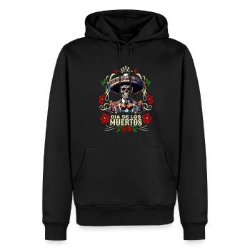 Dia de los Muertos Coloré - Sweat à capuche Premium bio Homme - noir - Devant - Nico (187cm)