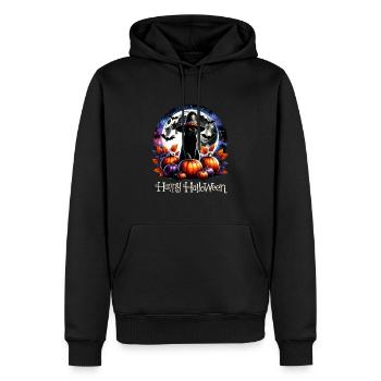 Chat effrayé, pas de friandises, juste des tours d’Halloween - Sweat à capuche Premium bio Homme - noir - Devant - Nico (187cm)