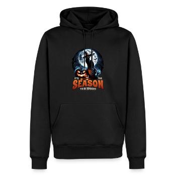 Chat effrayé, pas de friandises, juste des tours d’Halloween - Sweat à capuche Premium bio Homme - noir - Devant - Nico (187cm)