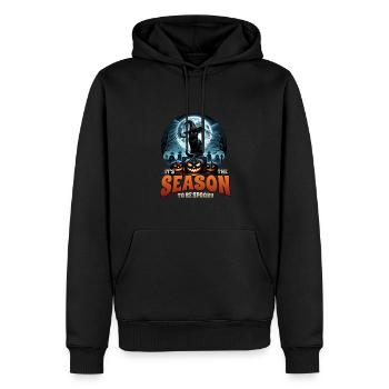 Chat effrayé, pas de friandises, juste des tours d’Halloween - Sweat à capuche Premium bio Homme - noir - Devant - Nico (187cm)