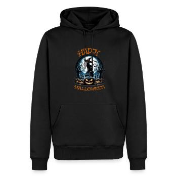 Chat effrayé, pas de friandises, juste des tours d’Halloween - Sweat à capuche Premium bio Homme - noir - Devant - Nico (187cm)