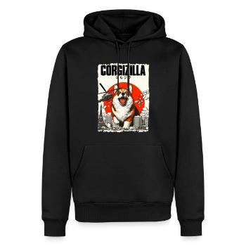 Corgi chien Corgizilla Drôle de chien Design Corgi - Sweat à capuche Premium bio Homme - noir - Devant - Nico (187cm)