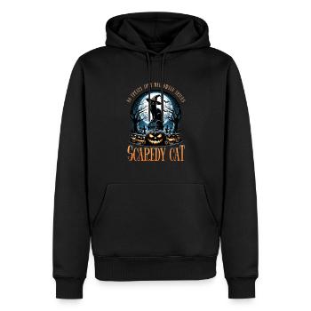 Joyeux Halloween, chat effrayé - Sweat à capuche Premium bio Homme - noir - Devant - Nico (187cm)