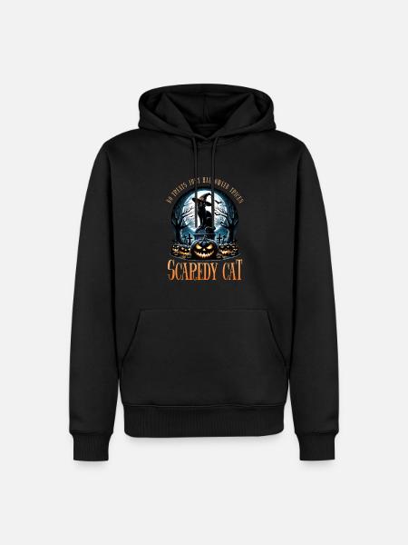 Joyeux Halloween, chat effrayé - Sweat à capuche Premium bio Homme - noir