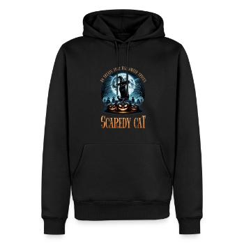 Joyeux Halloween, chat effrayé - Sweat à capuche Premium bio Homme - noir - Devant - Nico (187cm)