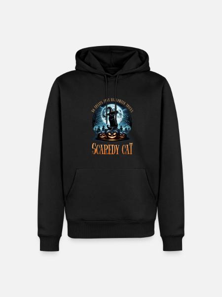Joyeux Halloween, chat effrayé - Sweat à capuche Premium bio Homme - noir