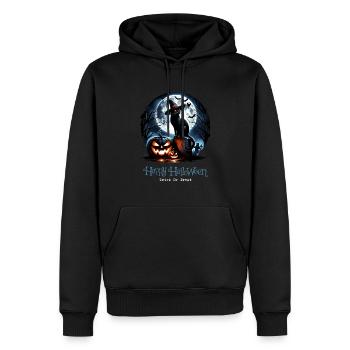 Joyeux Halloween, chat effrayé - Sweat à capuche Premium bio Homme - noir - Devant - Nico (187cm)