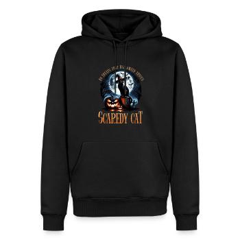 Joyeux Halloween, chat effrayé - Sweat à capuche Premium bio Homme - noir - Devant - Nico (187cm)