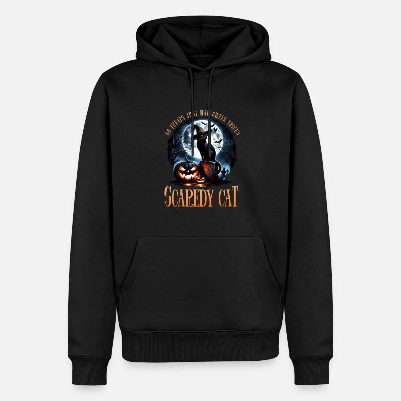 Joyeux Halloween, chat effrayé - Sweat à capuche Premium bio Homme - noir