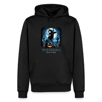 Joyeux Halloween, chat effrayé - Sweat à capuche Premium bio Homme - noir - Devant - Nico (187cm)