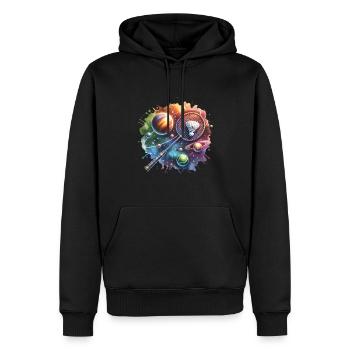 Cooles Badminton Federball Design - Männer Premium Bio Hoodie - Schwarz - Vorne - Nico (187cm)