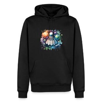Cooles Badminton Federball Design - Männer Premium Bio Hoodie - Schwarz - Vorne - Nico (187cm)