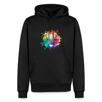 Cooles Badminton Federball Design - Männer Premium Bio Hoodie - Schwarz - Vorne - Nico (187cm)
