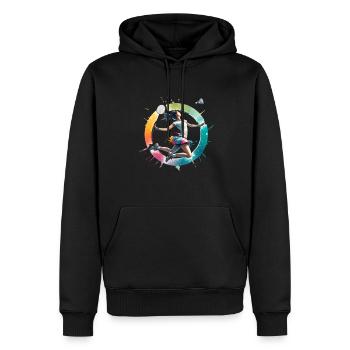 Cooles Badminton Federball Design - Männer Premium Bio Hoodie - Schwarz - Vorne - Nico (187cm)
