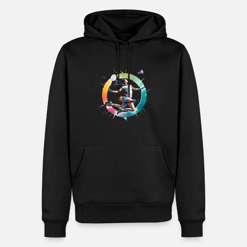 Design de badminton cool - Sweat à capuche Premium bio Homme - noir