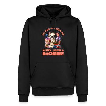 Lesen ist mein Hobby - Das Leben ist Schöner mit - Männer Premium Bio Hoodie - Schwarz - Vorne - Nico (187cm)