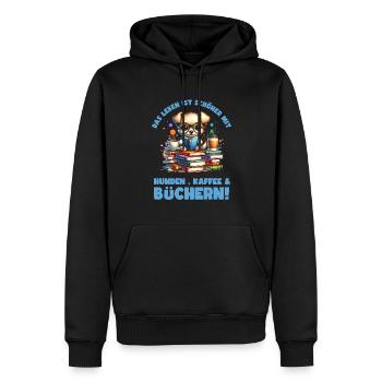 lesen isDas Leben Ist Schöner Mit Hunden, Kaffee & - Männer Premium Bio Hoodie - Schwarz - Vorne - Nico (187cm)