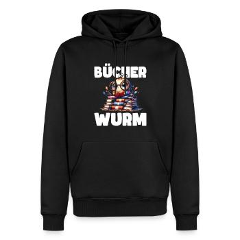 Bookworm - La lecture est mon hobby - Sweat à capuche Premium bio Homme - noir - Devant - Nico (187cm)
