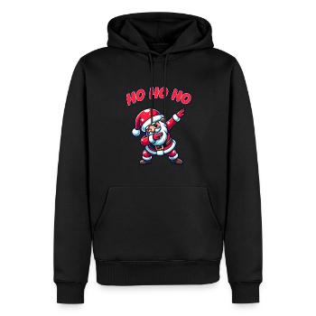 Ho Ho Ho Joyeux Noël, Équipe du Père Noël - Sweat à capuche Premium bio Homme - noir - Devant - Nico (187cm)