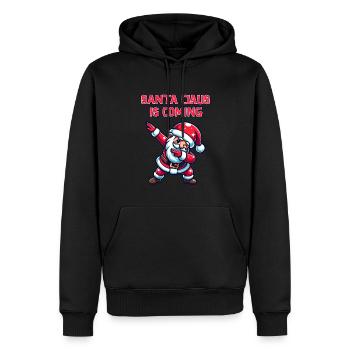 Ho Ho Ho Joyeux Noël, Équipe du Père Noël - Sweat à capuche Premium bio Homme - noir - Devant - Nico (187cm)